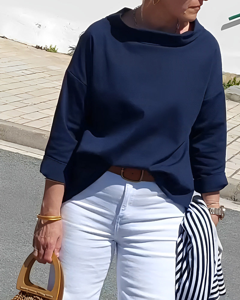 Women’s Long Sleeve Top | Waterfall Neckline