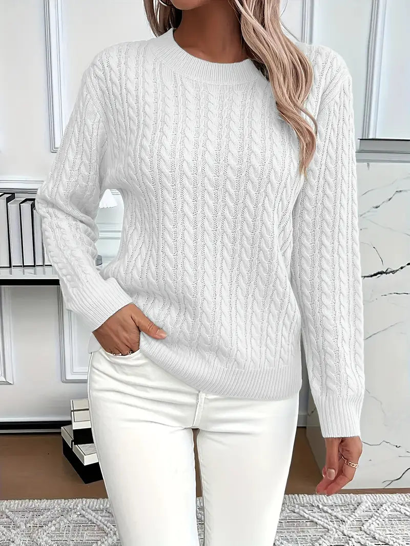 Women's Cable Knit Jumper with Cozy Texture and Versatile Style