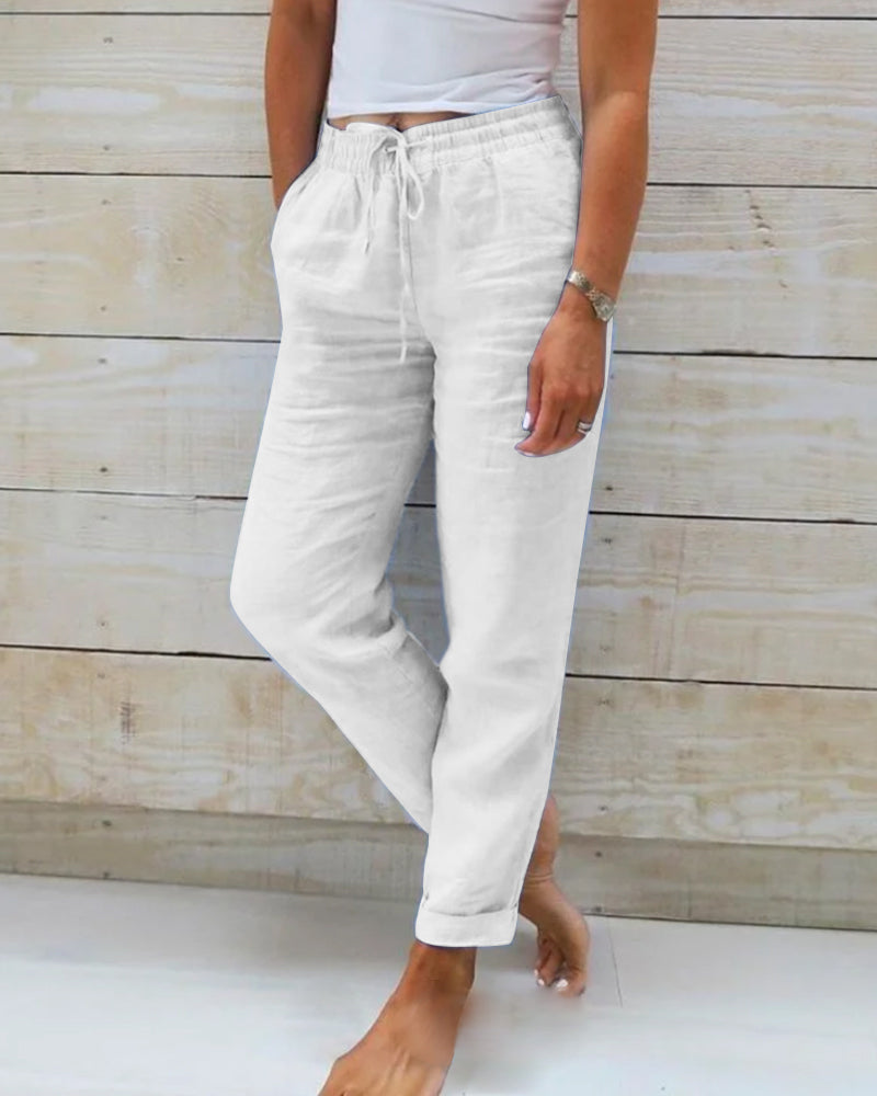 Women’s Light Blue Drawstring Trousers | Long