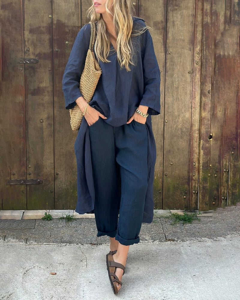 Women's Casual Summer Set with Lightweight Top and Matching Bottoms
