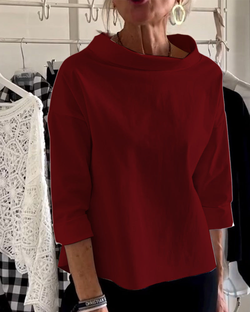 Women’s Long Sleeve Top | Waterfall Neckline