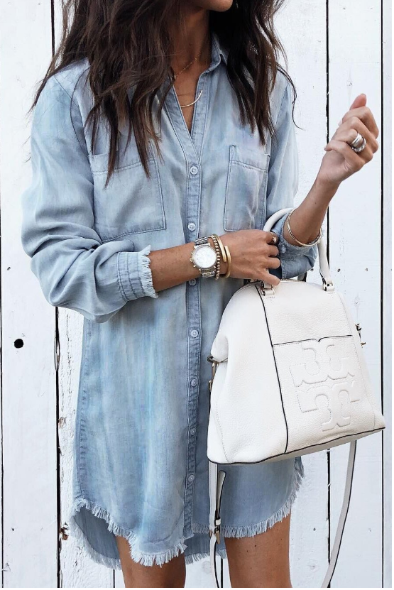 Women's Casual Long Sleeve Shirt Dress with Relaxed Fit and Versatile Style