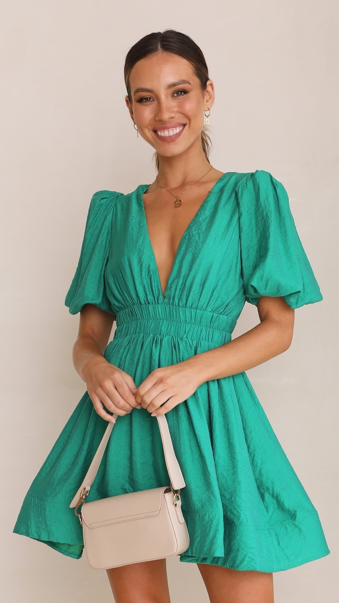 Women’s Puff Sleeve Square Neck Dress | Mini