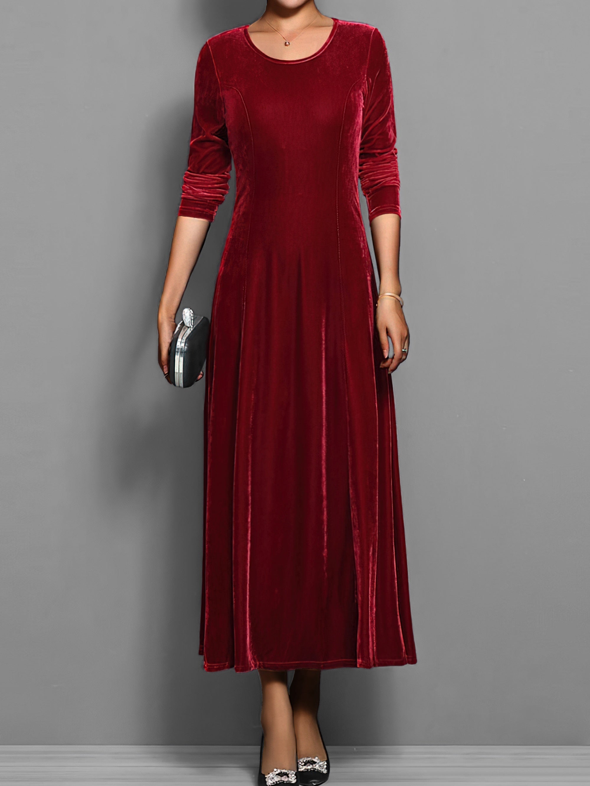 Women's Velvet Dress with Classic Design and Elegant Fit