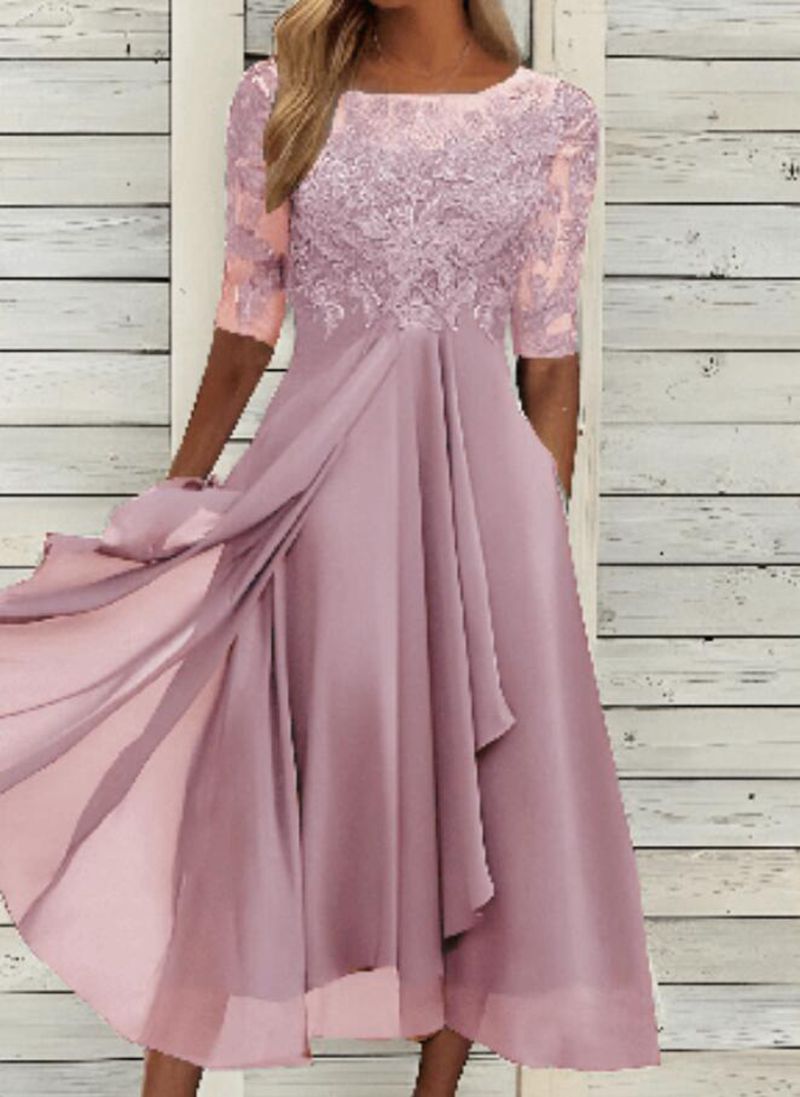 Women’s Three-Quarter Sleeve Dress | Midi
