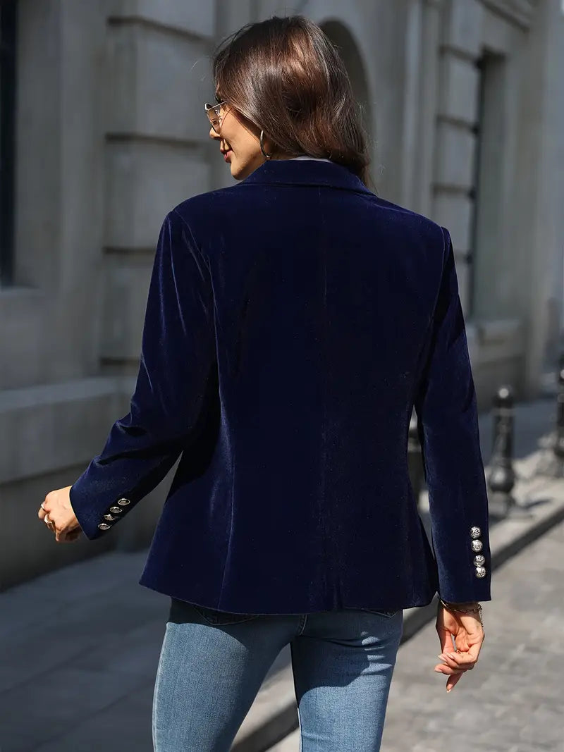 Women's Blazer with Velvet Fabric and Tailored Fit