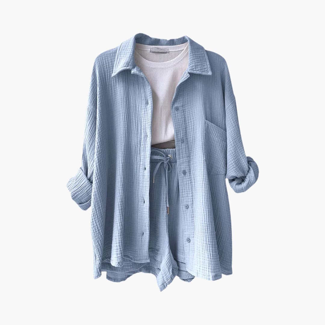 Women's Casual Two-Piece Set with Lightweight Fabric and Relaxed Fit