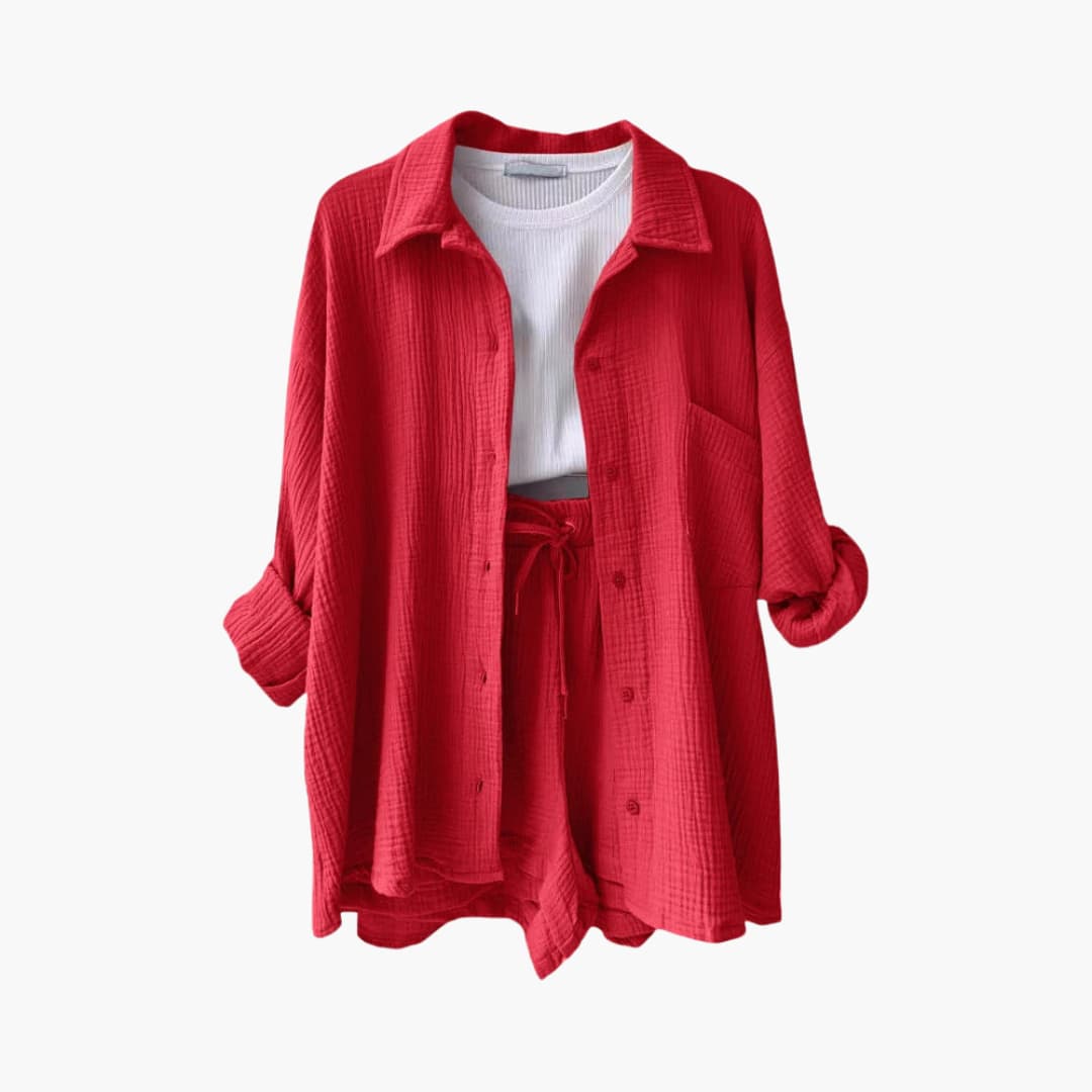 Women's Casual Two-Piece Set with Lightweight Fabric and Relaxed Fit