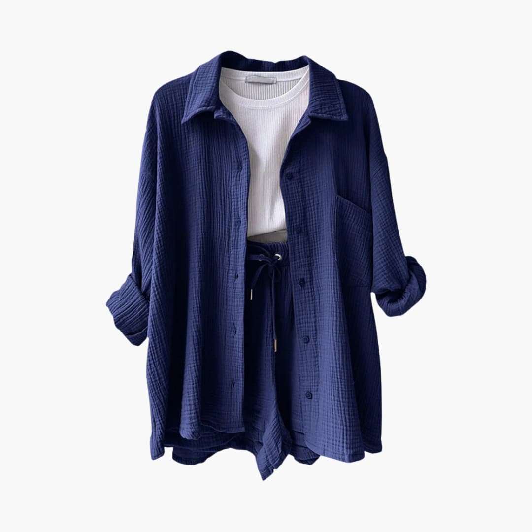 Women's Casual Two-Piece Set with Lightweight Fabric and Relaxed Fit