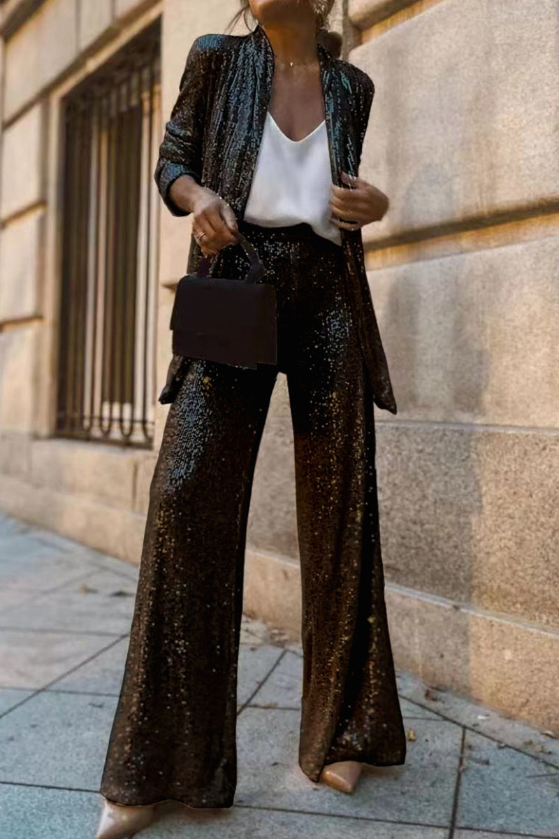 Women’s Sequin Blazer and Trousers Set | Two-Piece