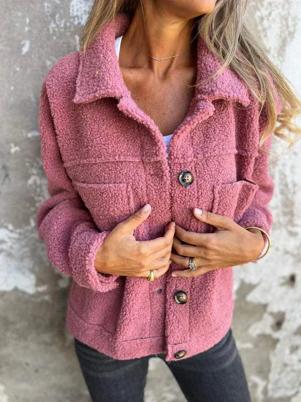Women's Lapel Collar Jacket with Tailored Fit and Versatile Style