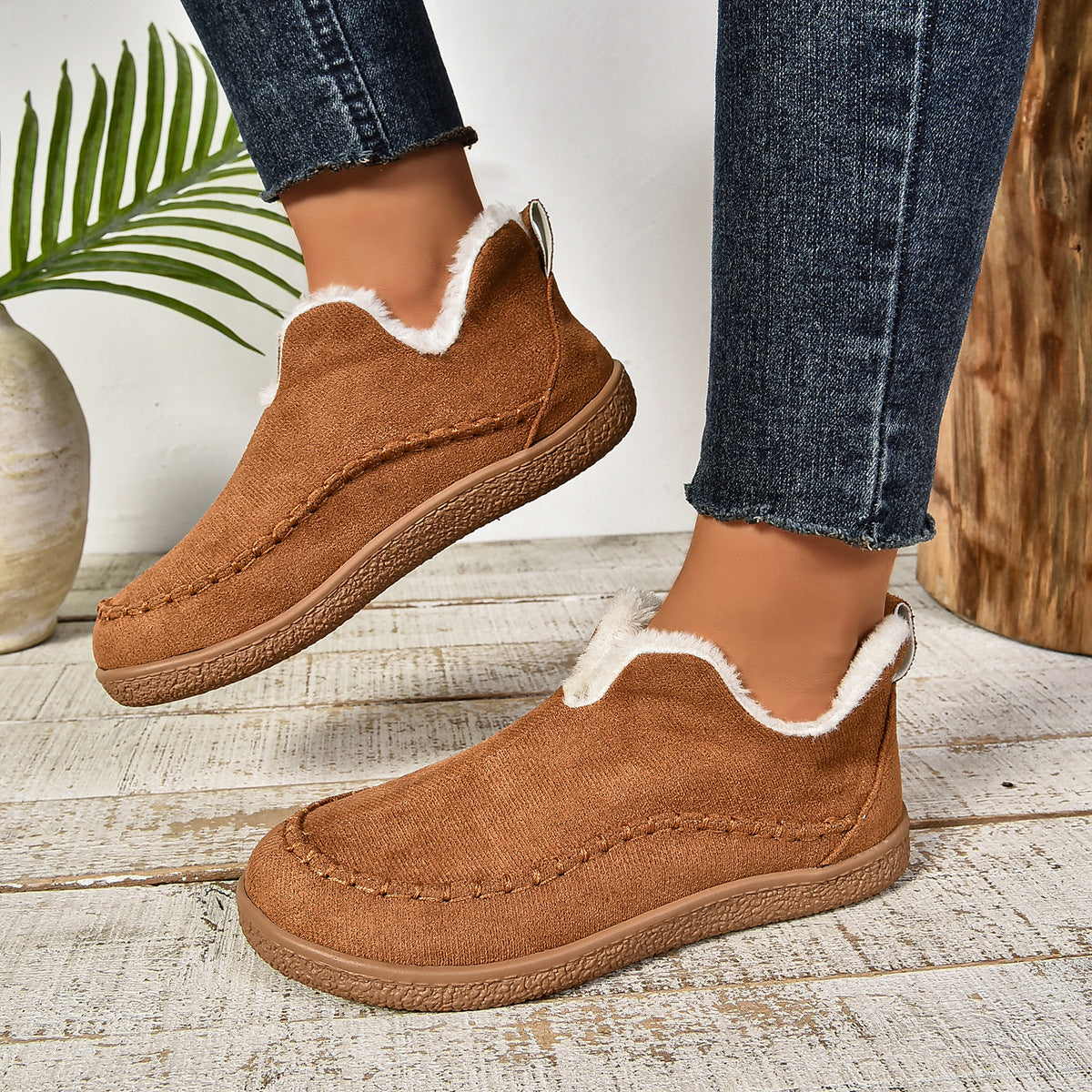 Sab™ | Warm Fur Lined Slip-On Ankle Boots with Anti-slip Thick Sole