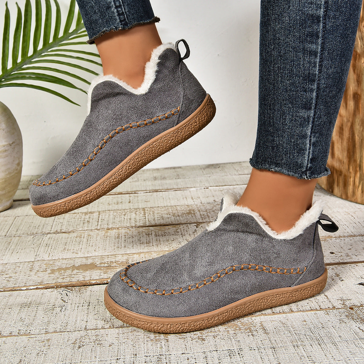 Sab™ | Warm Fur Lined Slip-On Ankle Boots with Anti-slip Thick Sole
