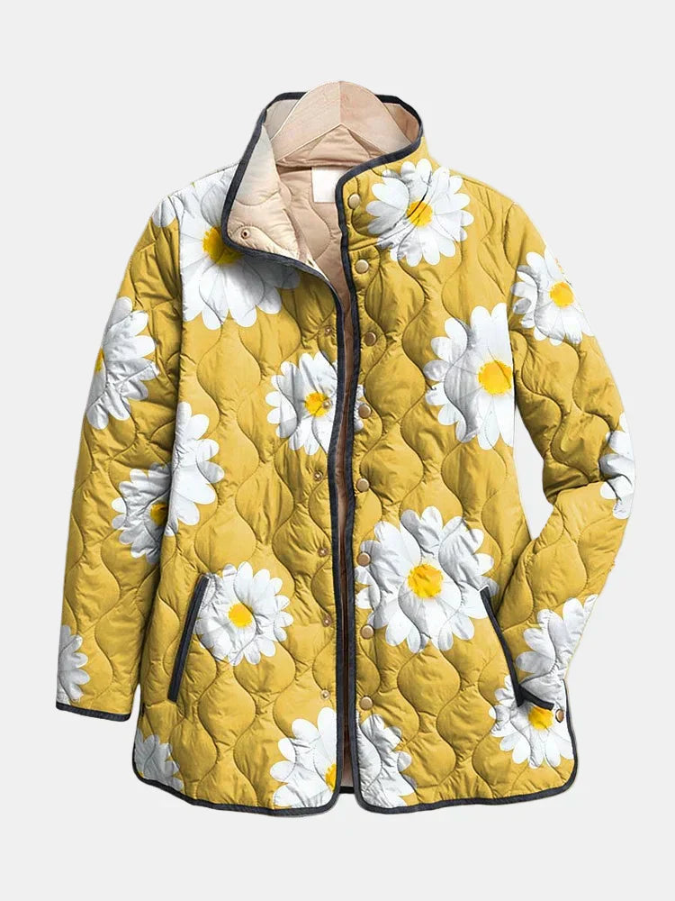 Women's Floral Print Jacket with Button Closure and Lightweight Fabric