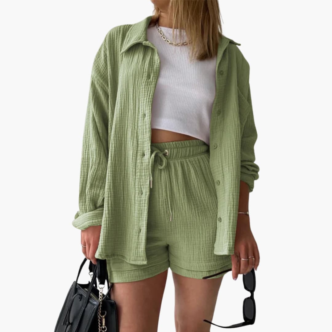Women's Casual Two-Piece Set with Lightweight Fabric and Relaxed Fit