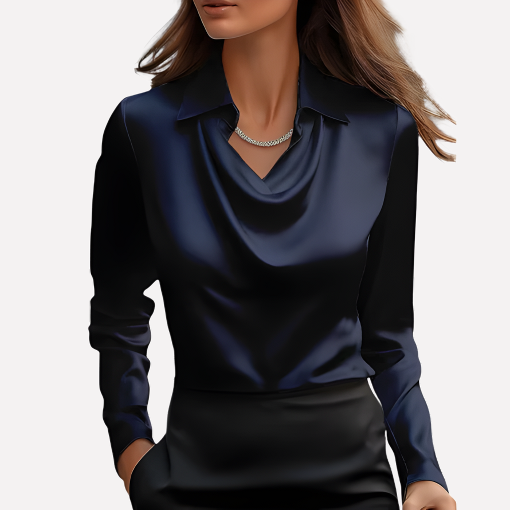 Women’s Draped Collar Blouse | Long Sleeve