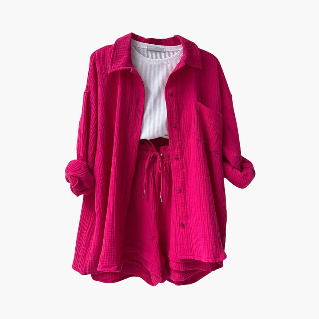 Women's Casual Two-Piece Set with Lightweight Fabric and Relaxed Fit
