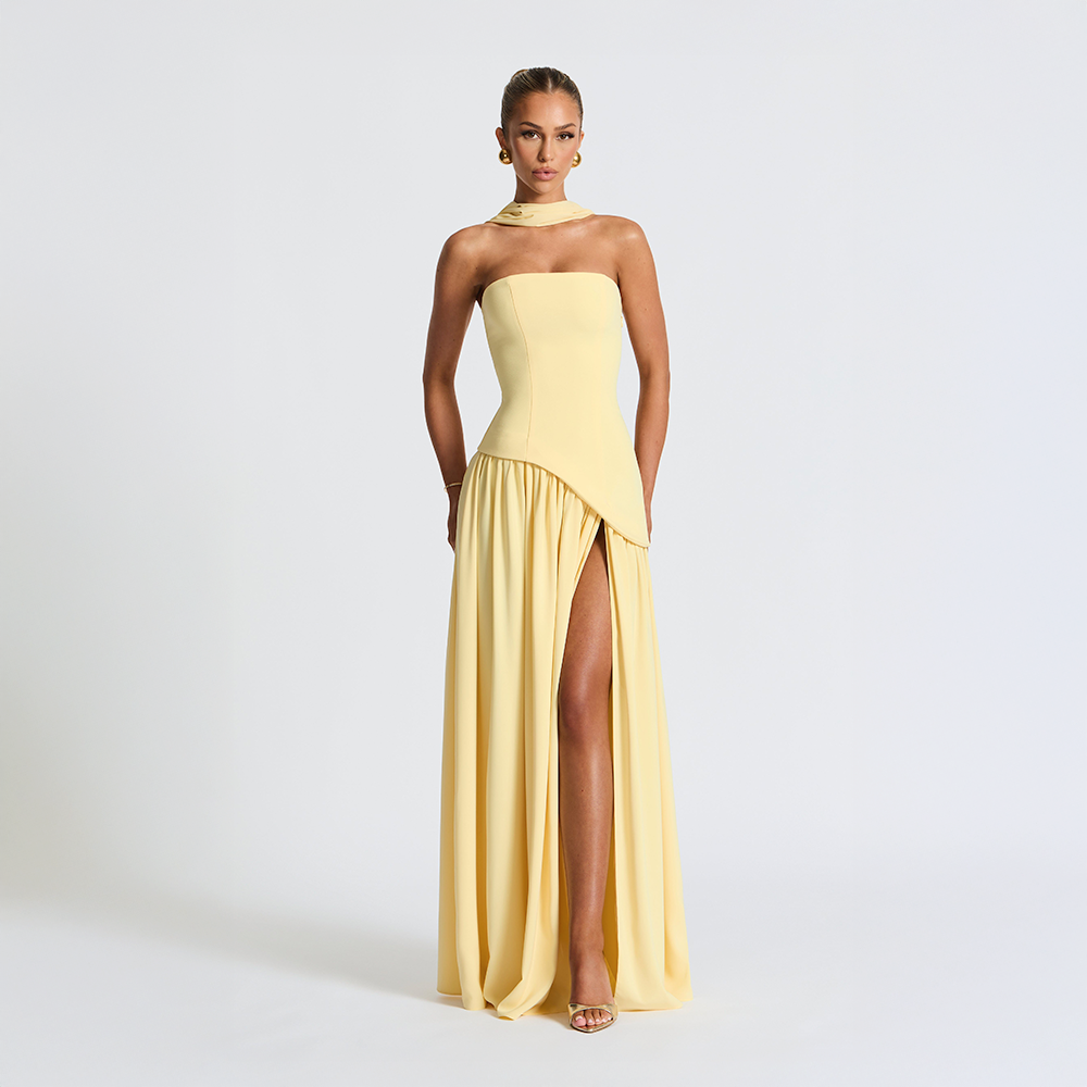 Women’s Strapless Asymmetrical Dress | Maxi