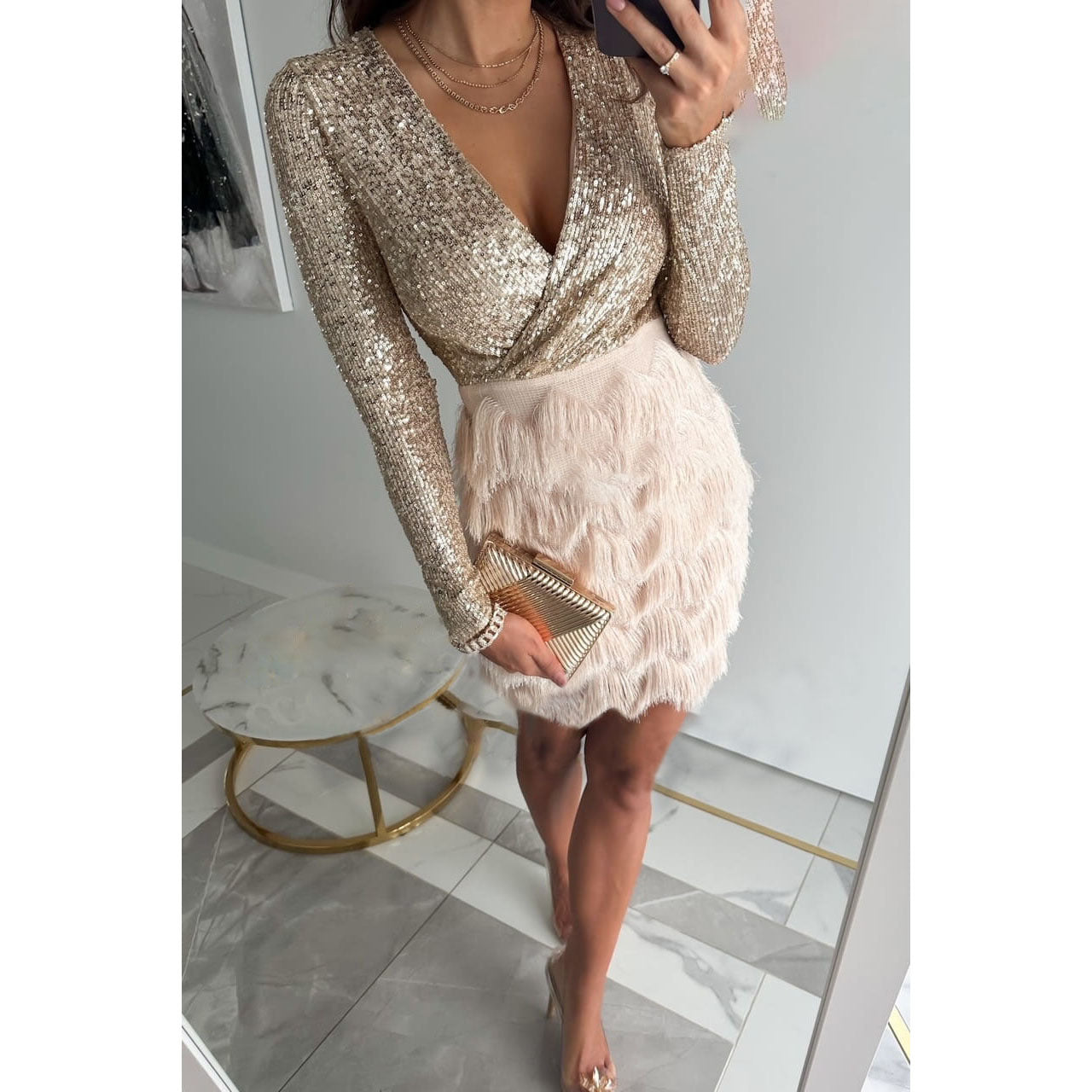 Women’s Decorative Mini Dress | Shimmer Detail