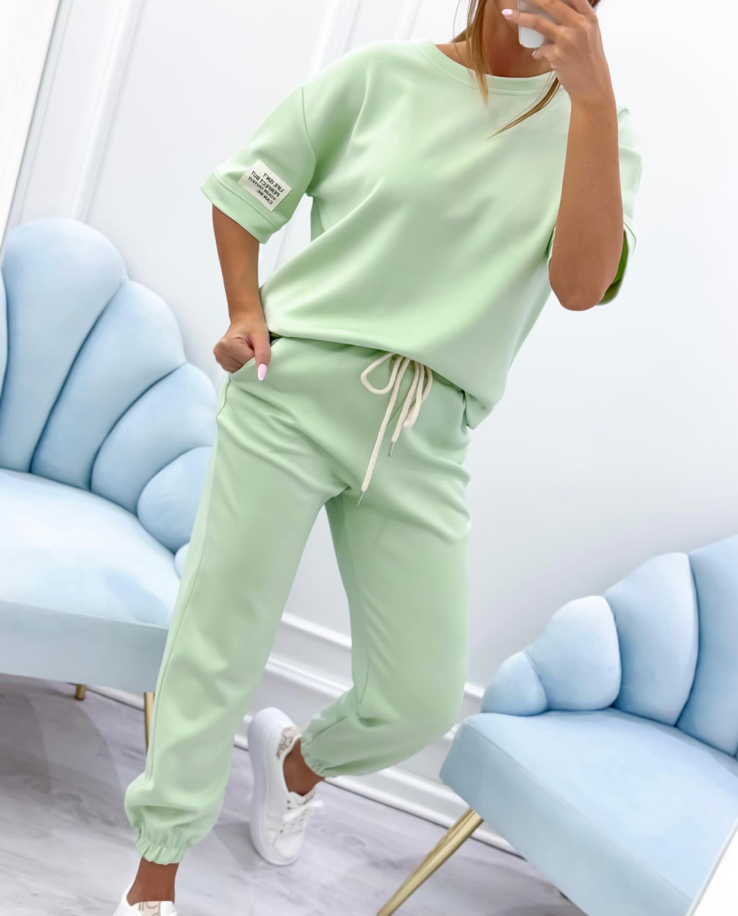 Women's Short Sleeve Set with Relaxed Fit and Versatile Design
