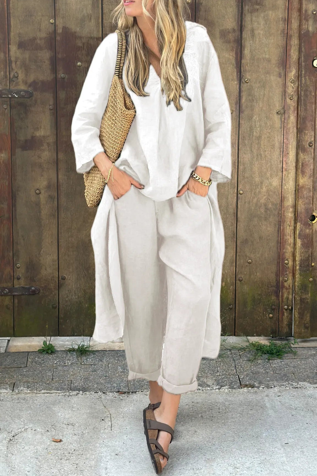 Women's Casual Summer Set with Lightweight Top and Matching Bottoms