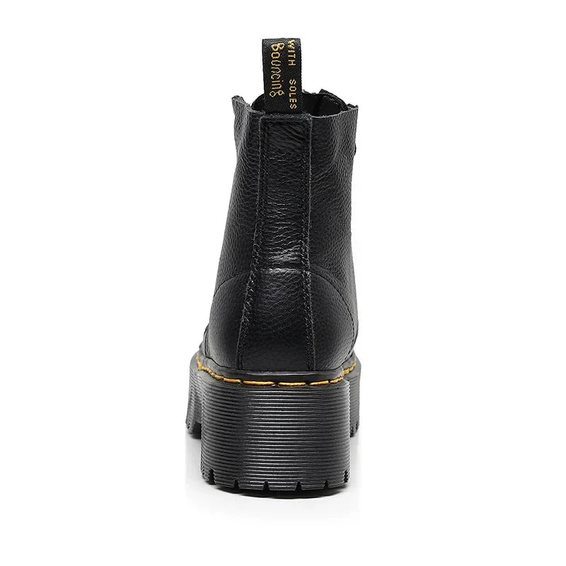 Women’s Platform Ankle Boots | Black Zipper Design