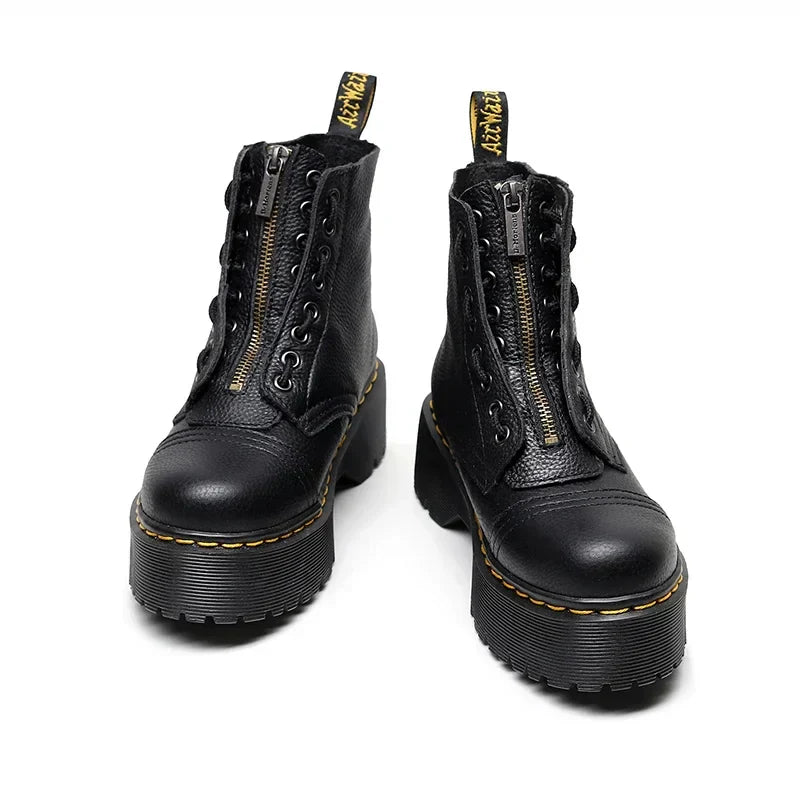 Women’s Platform Ankle Boots | Black Zipper Design