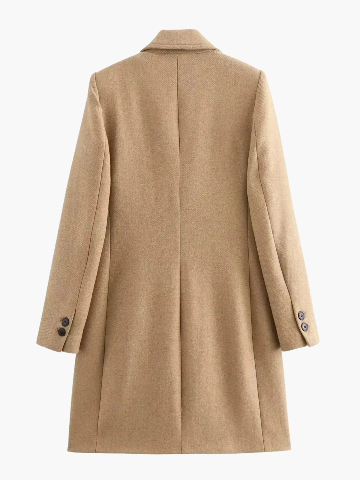 Camel Double-Breasted Wool Coat - Timeless Sophistication