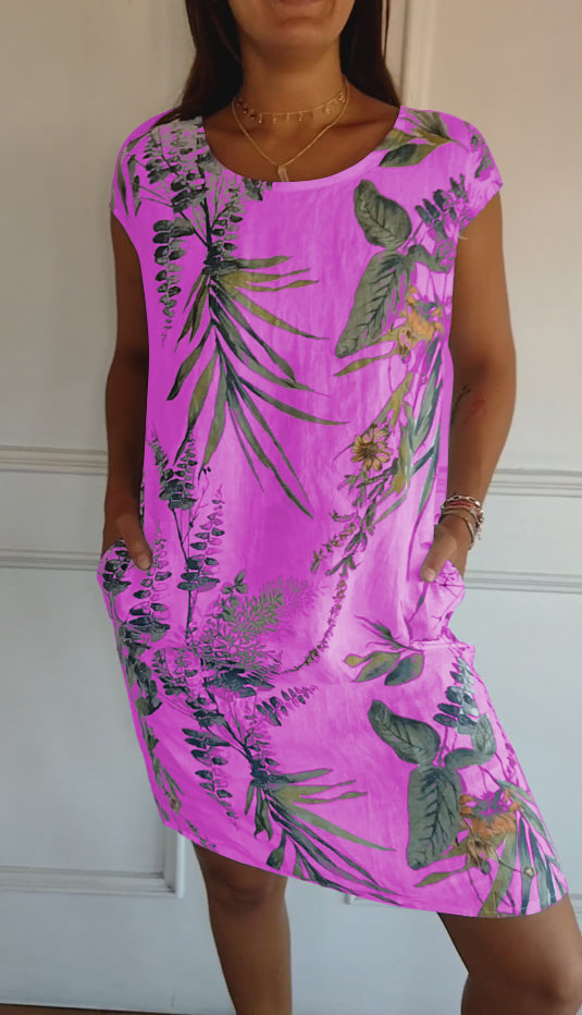 Women's Round Neck Dress with Soft Fabric and Relaxed Fit
