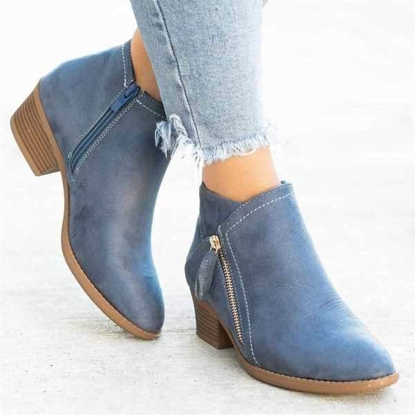Women’s Ankle Boots | Zipper Block Heel Design