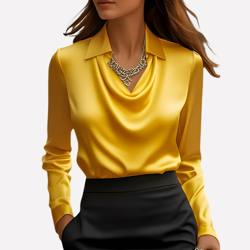 Women’s Draped Collar Blouse | Long Sleeve
