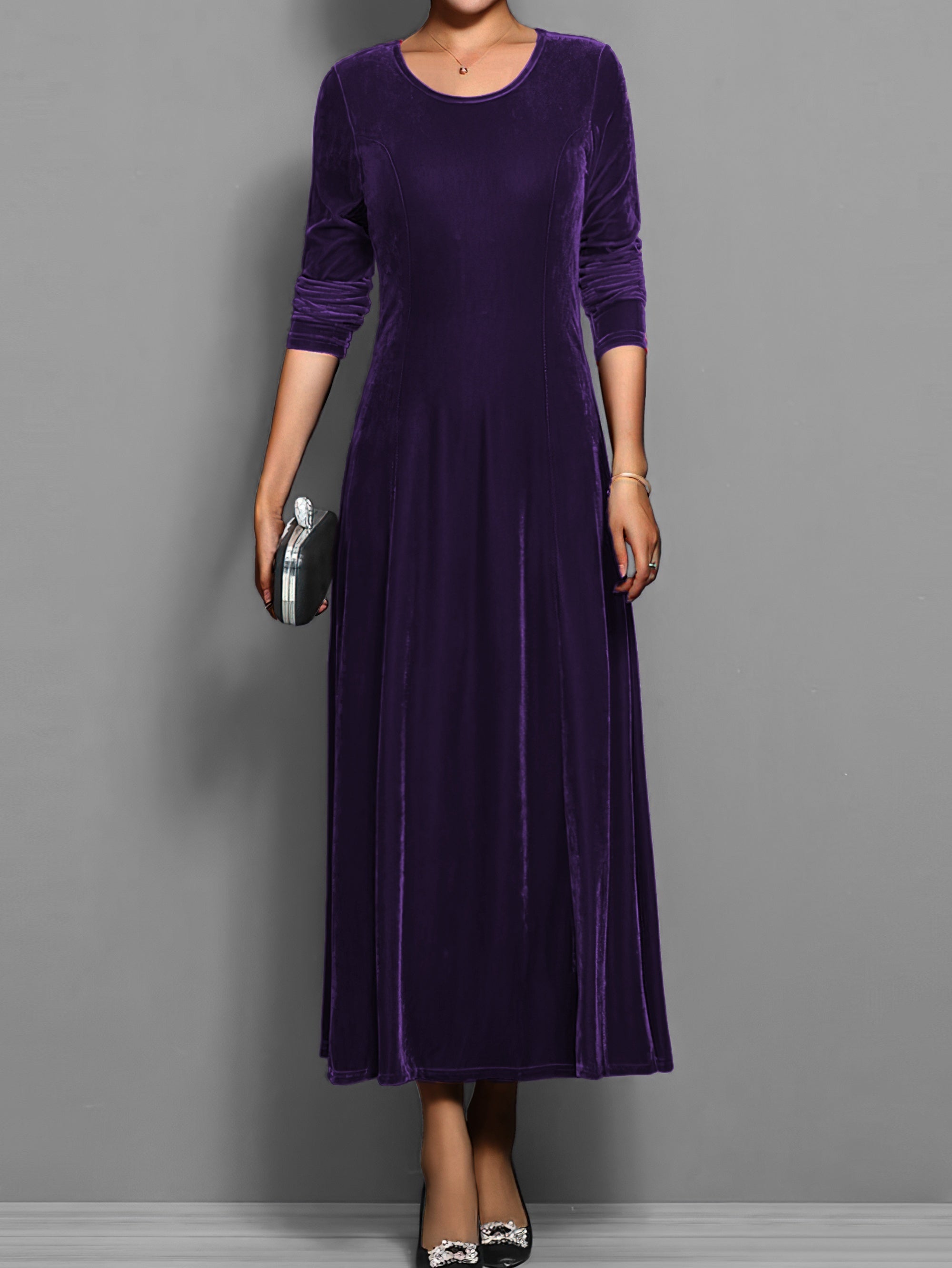 Women's Velvet Dress with Classic Design and Elegant Fit