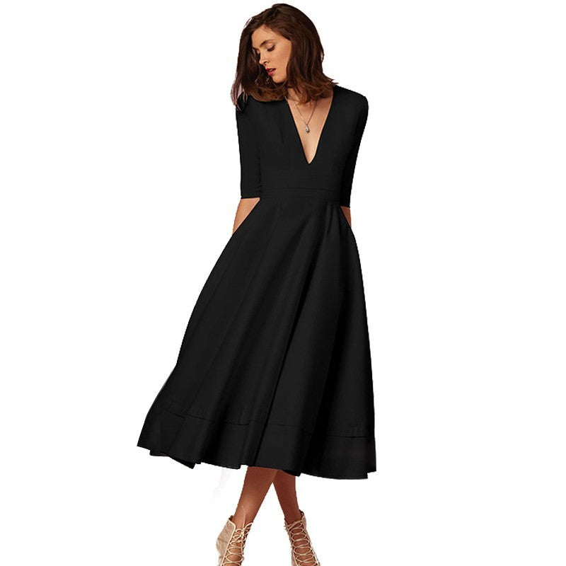 Women’s A-Line V-Neck Dress | Midi