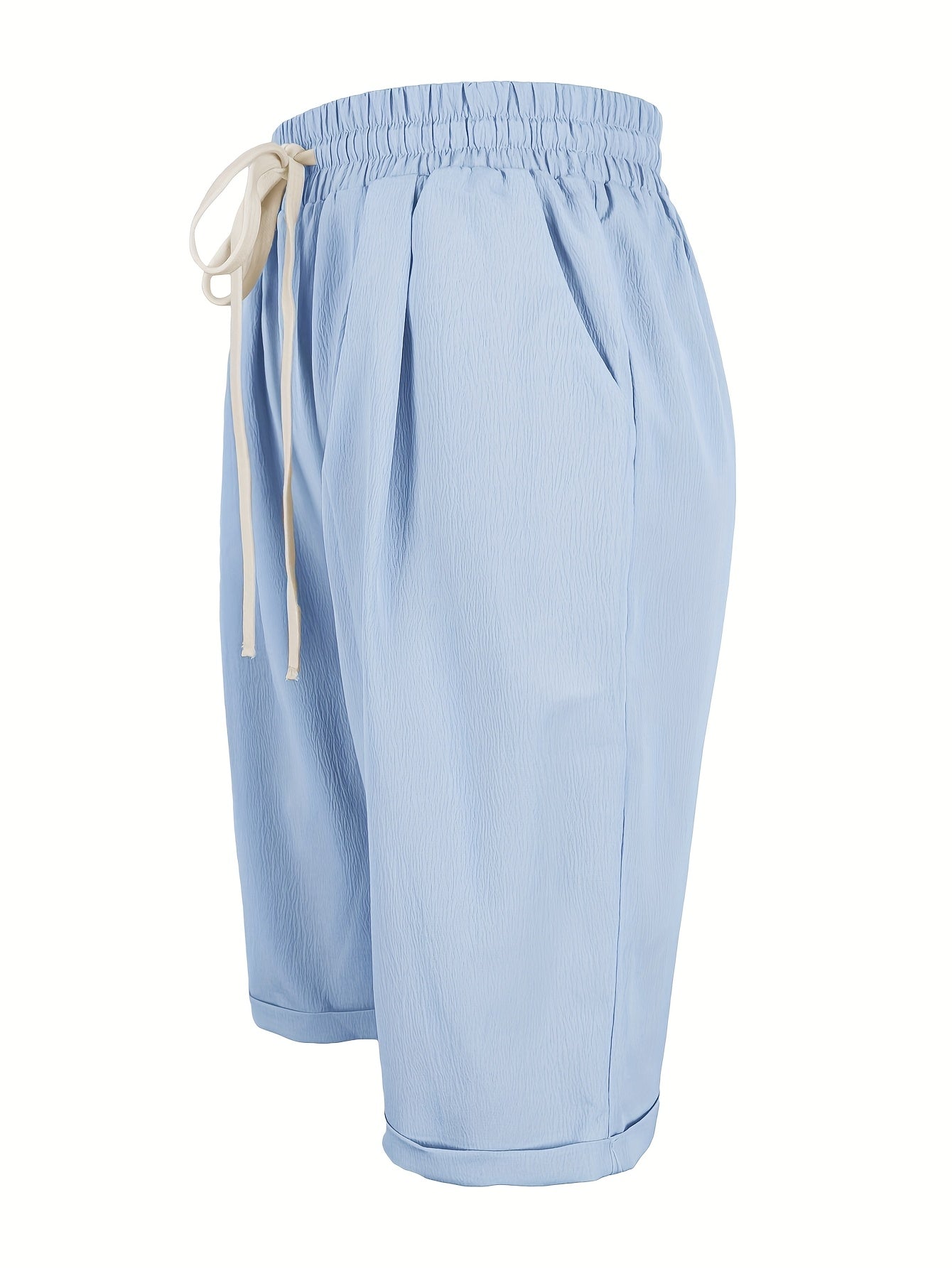 Women's Capri Trousers with Relaxed Fit and Elastic Waist