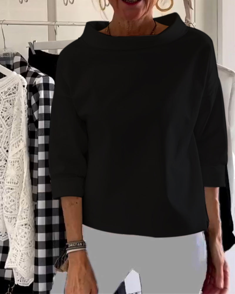 Women’s Long Sleeve Top | Waterfall Neckline