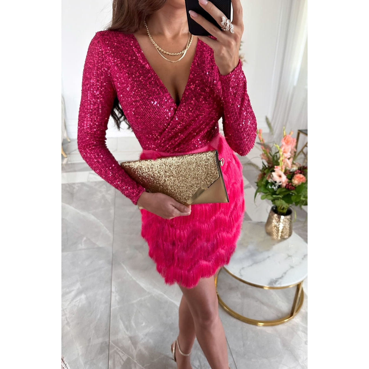 Women’s Decorative Mini Dress | Shimmer Detail