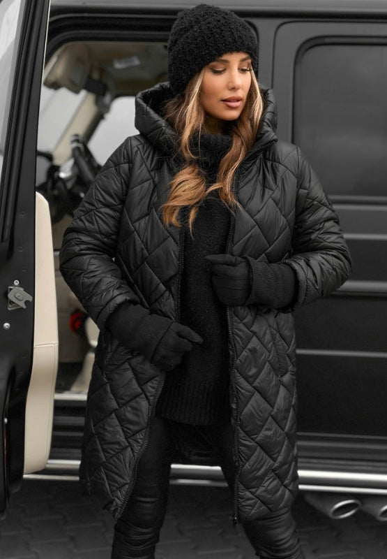 Women's Quilted Coat with Insulated Design and Zipper Closure