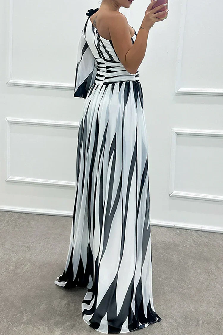 Women's Asymmetric Maxi Dress with One Shoulder Design and Elegant Style