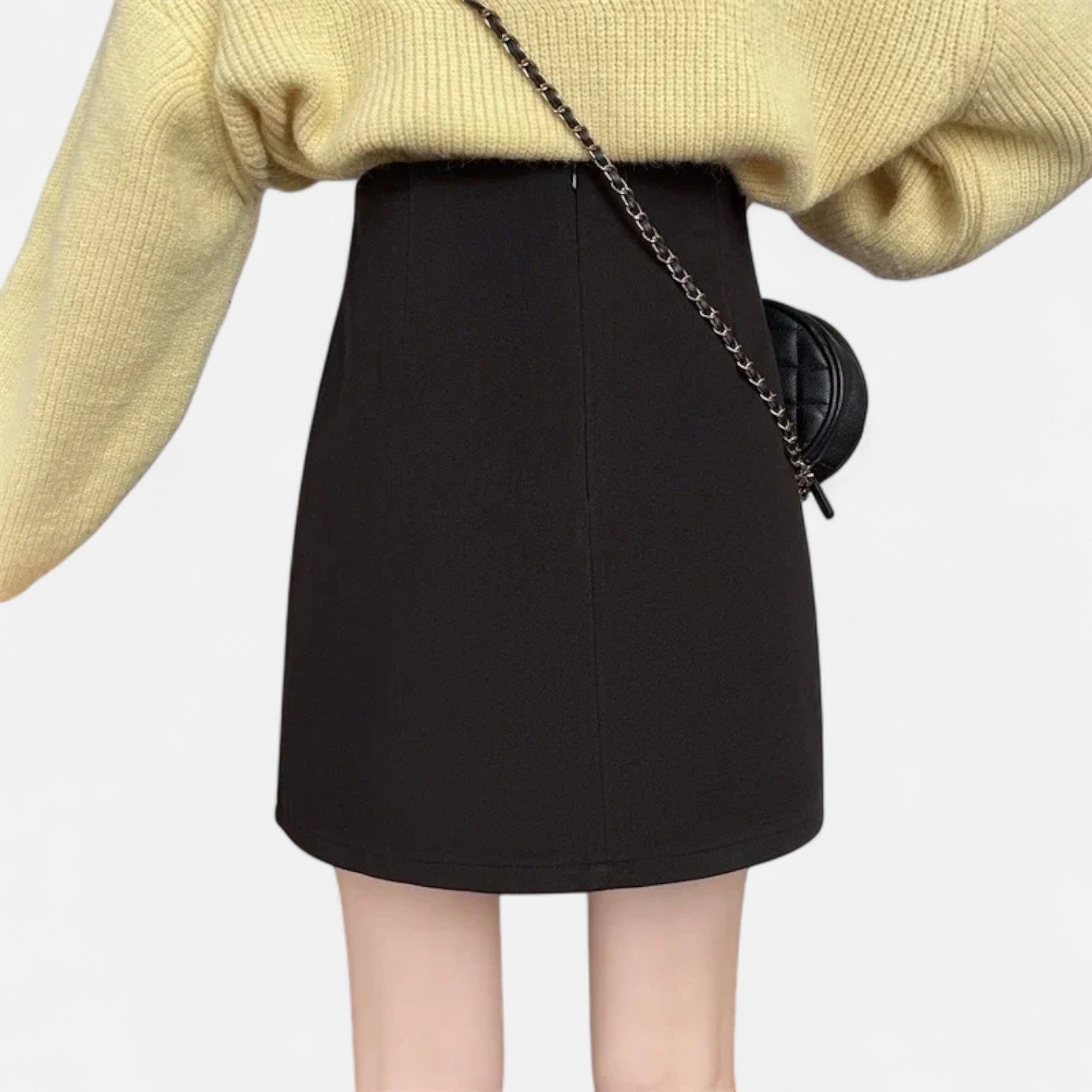 Women’s Black Ruched A-Line Skirt | Midi