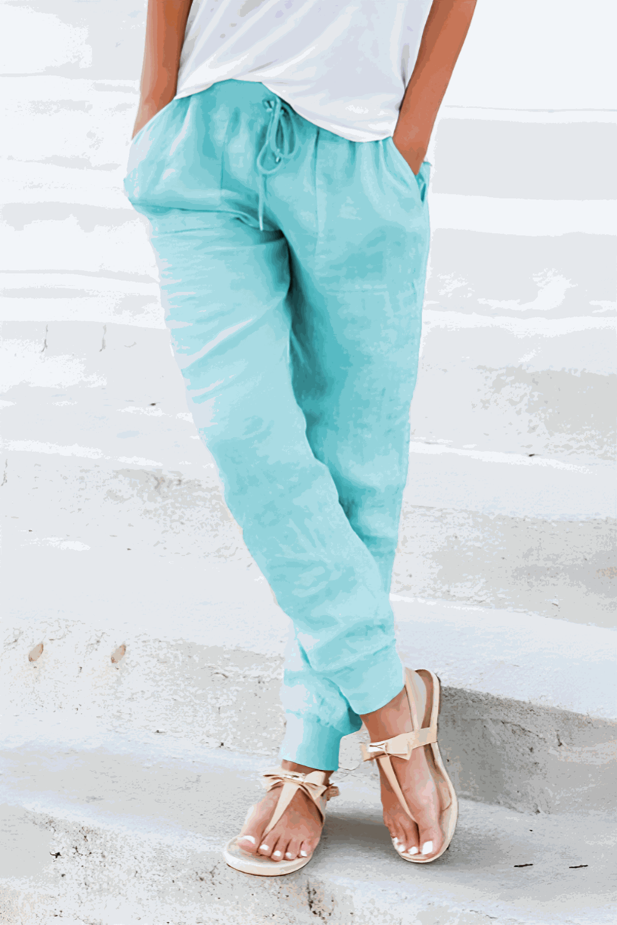 Women's Jogger Trousers with Drawstring Waist and Elastic Cuffs