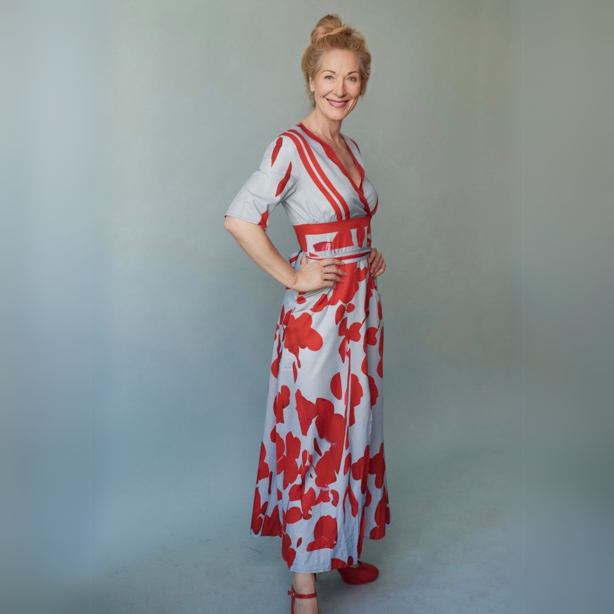 Women's Floral Wrap Dress with Adjustable Tie and Short Sleeves