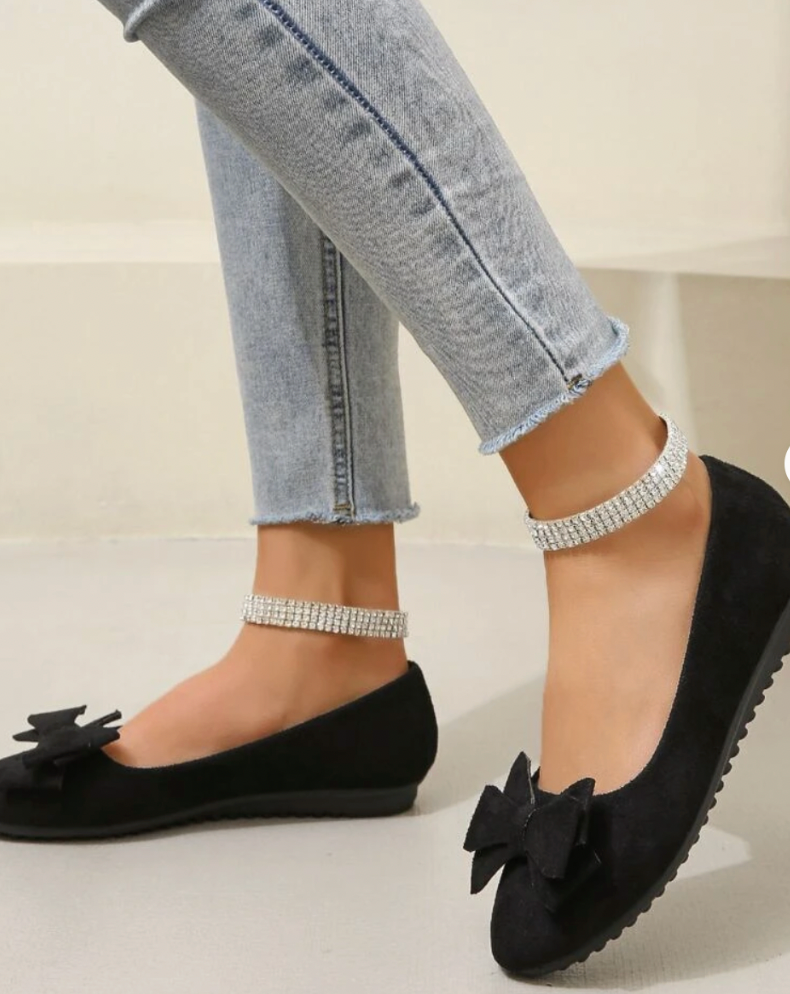 Women’s Flat Shoes | Bow Design Green
