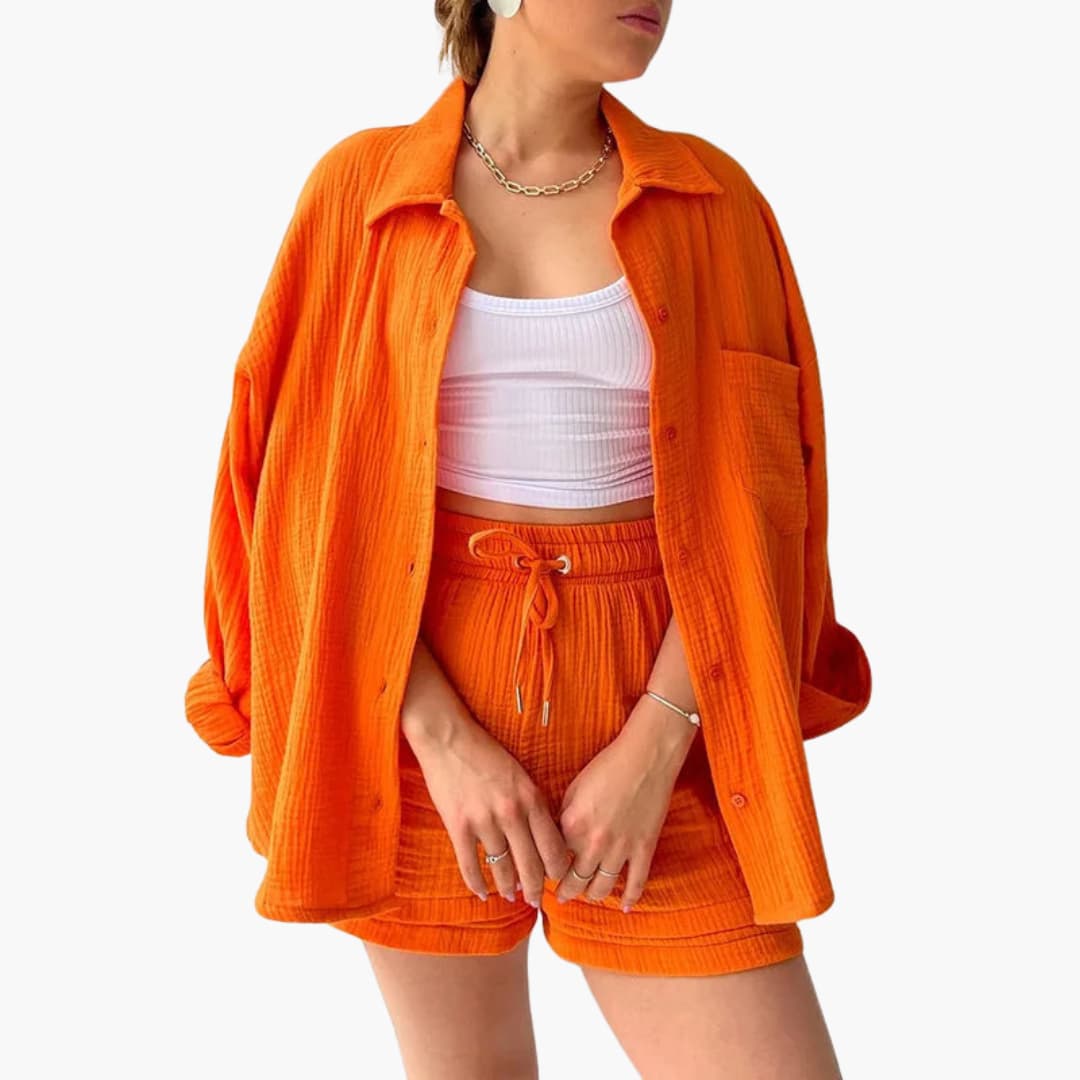 Women's Casual Two-Piece Set with Lightweight Fabric and Relaxed Fit