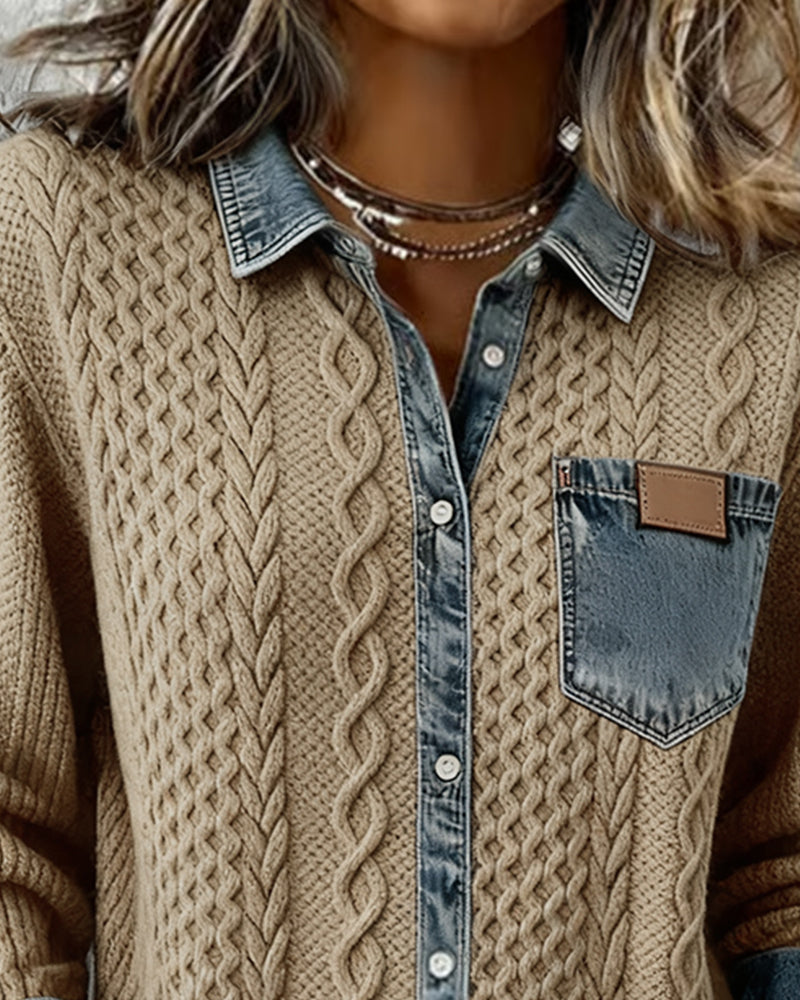 Women's Long-Sleeve Shirt with Button Closure and Classic Design