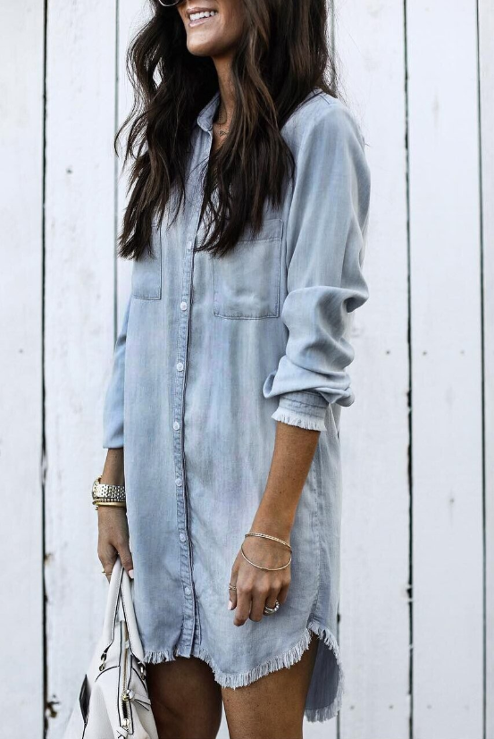 Women's Casual Long Sleeve Shirt Dress with Relaxed Fit and Versatile Style