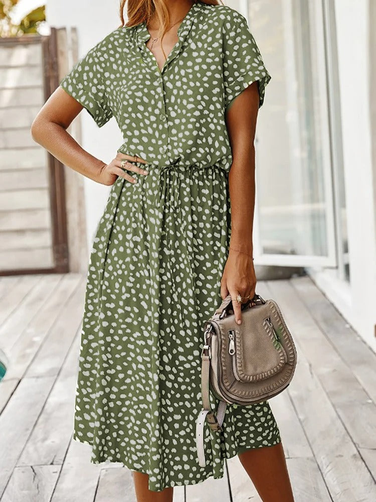 Women's Summer Dress with Adjustable Straps and Flowing Skirt