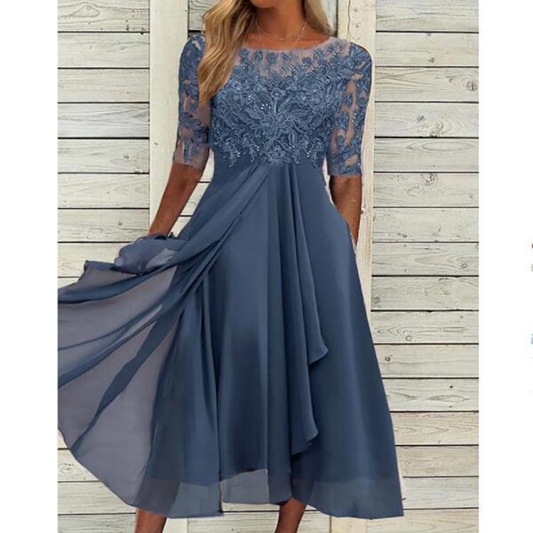 Women’s Three-Quarter Sleeve Dress | Midi