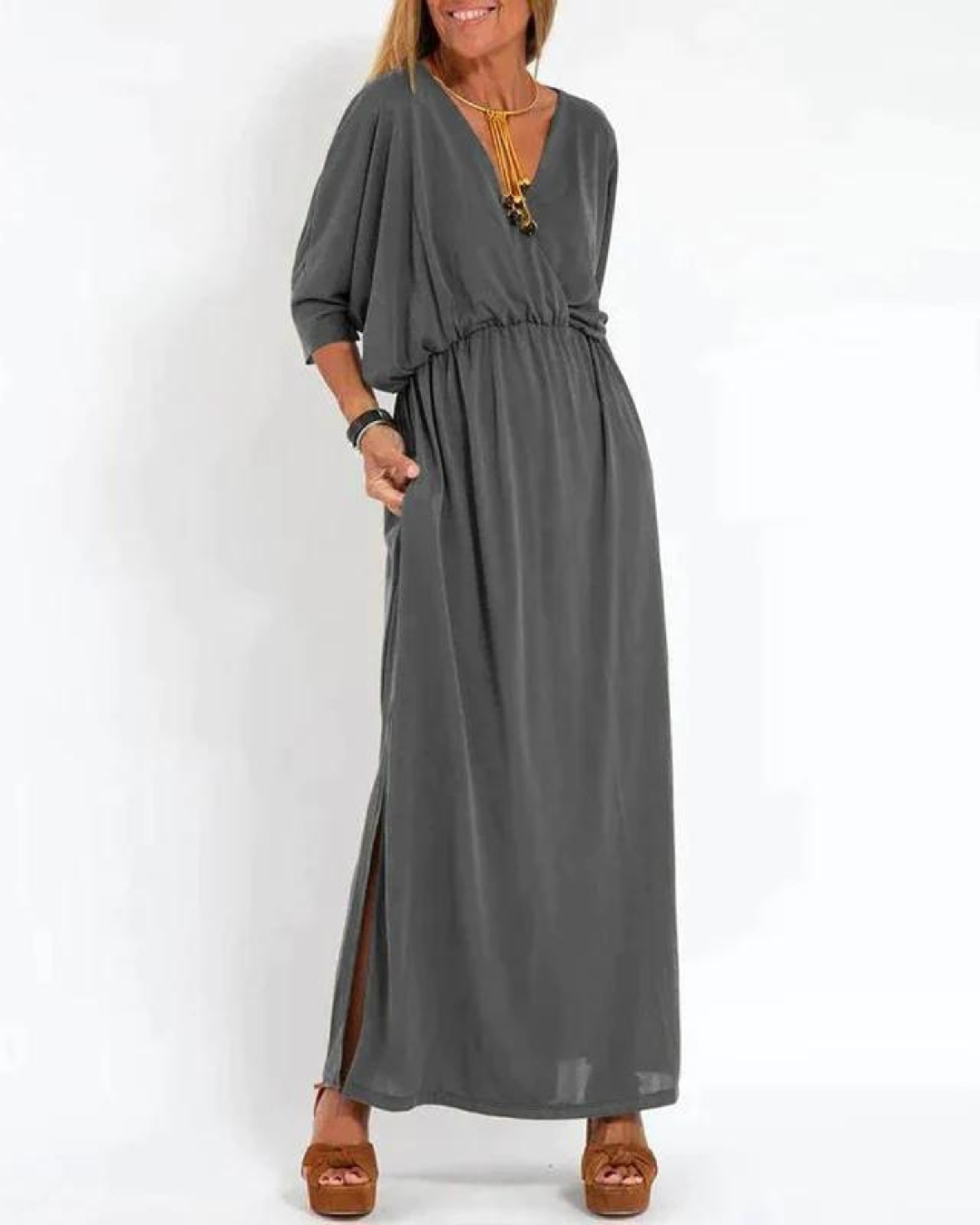 Women's Long Dress with Flowy Design and Adjustable Straps
