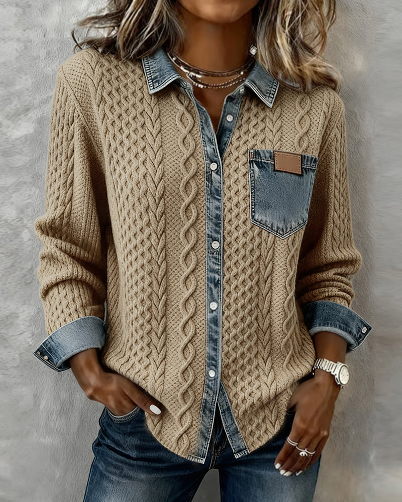 Women's Long-Sleeve Shirt with Button Closure and Classic Design