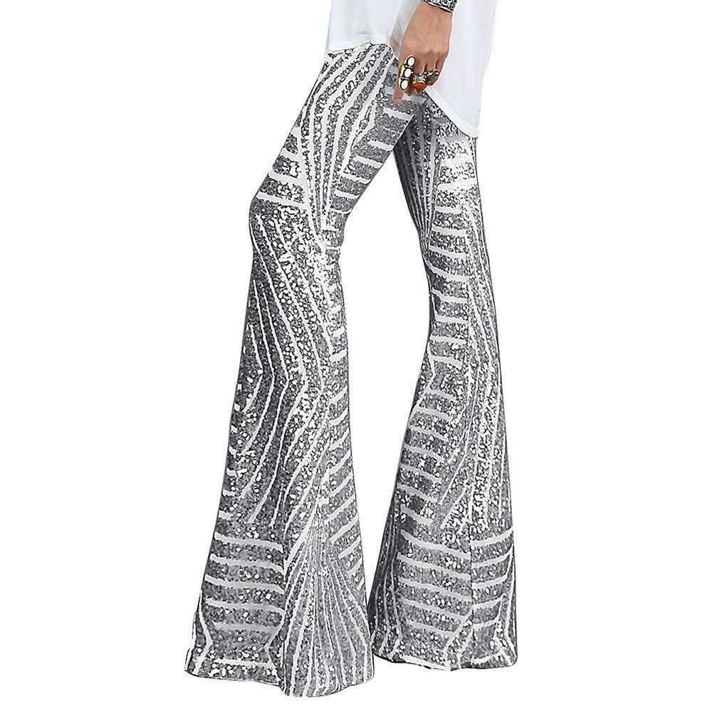 Women’s Flared Sequin Trousers | Long